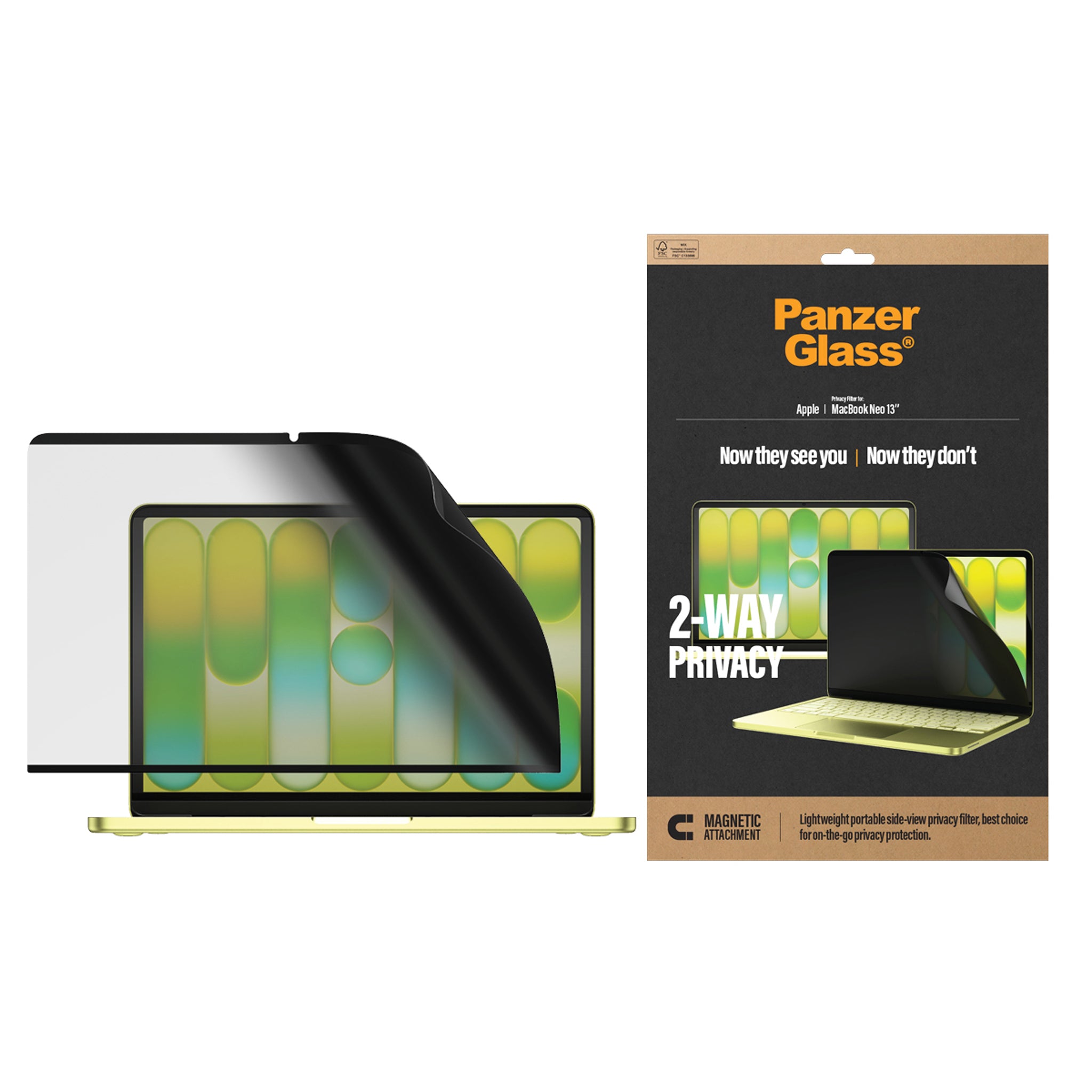 PanzerGlass® Magnetic 2-Way Privacy Film Skærmbeskyttelse Apple MacBook Neo 13'' M2 | M3 | M4 | M5